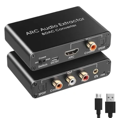 Immagine di Convertitore Audio Digitale a Analogico,192KHz DAC SPDIF 3,5 mm AUX Adattatore,Estrattore HDMI ARC Coassiale Stereo, L/R,SPDIF