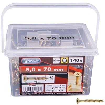 Immagine di CONNEX B30195 Secchio per viti Uni Screws, 5,0 x 70 TX, 160 pezzi, mm