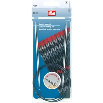 Immagine di Prym Rundstricknadeln MS 80 cm 4,00 mm silberfarbig Ferri da Maglia circolari, Ottone, Argento, 4,0