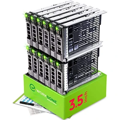 Immagine di WORKDONE Confez. 12 Caddy Disco Rigido 3,5&quot; Compatibile con Server Dell PowerEdge di 11 13a Generaz. Selezionati Manuale Installazione Etichette Adesive Cacciavite Viti Robuste