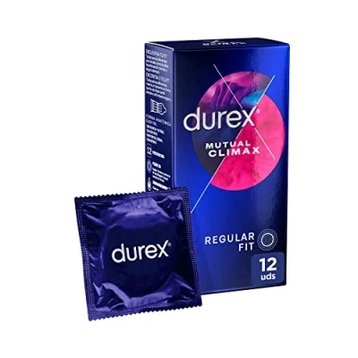 Immagine di Durex Preservativi Mutual Climax con punti in rilievo e nervature per lei ed effetto ritardante, il piacere di entrambi, 12 pezzi, nero, standard