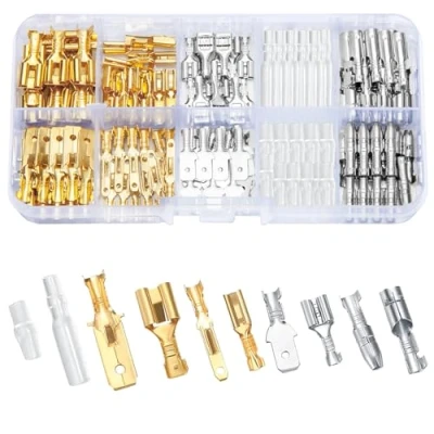 Immagine di Vwoqiy 150 Pezzi Capicorda Elettrici Kit, 2,8 mm, 4,8 mm 6,3 Terminali a Crimpare Kit per Connettore Cavo, Terminale Maschio e Femmina con Coperchio Isolante