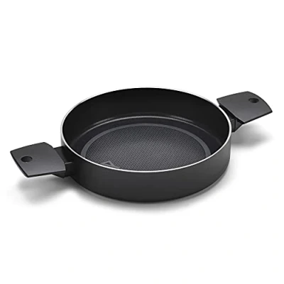 Immagine di Moneta Recy Tegame 2 Manici 24 cm Ricicla 43 Lattine, Net Induction, Nero, Corpo Alluminio 100% Riciclato