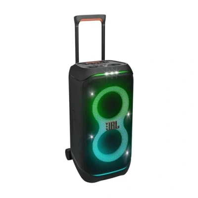 Immagine di JBL PartyBox Stage 320 Speaker Wireless Bluetooth Portatile con Effetti di Luce, Cassa Altoparlante Impermeabile IPX4, 2 Ingressi per Microfono e Chitarra, USB, fino a 18 h Autonomia, Nero