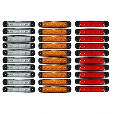 Immagine di J/J 30 X Segnalatore Luce Ingombro 6 Led 24v 24volt 3 Colori Arancio Rosso Bianco Camion Fanale Laterale E Mark Omologati E13