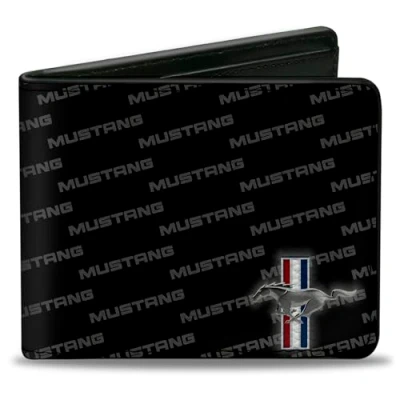 Immagine di Portafoglio unisex con fibbia per Ford Mustang W/bar angolo W/Text Bi fold Multi Taglia unica