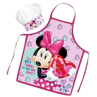 Immagine di Sorrisini Set Chef Bambino, Grembiule da Cuoco per Bambini, Cappello Vestito e Regolabile dipingere 3 8 Anni Minnie