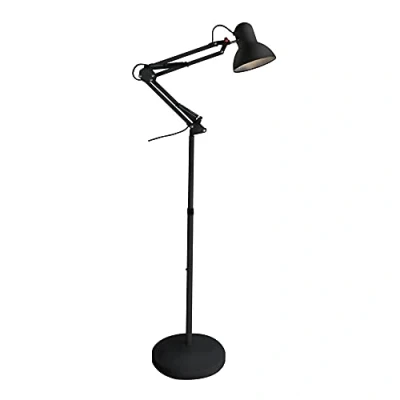 Immagine di wonderlamp Lampada da terra articolata Avati, a piede nero, altezza regolabile, corpo e testa articolabile, lampadina 1xE27
