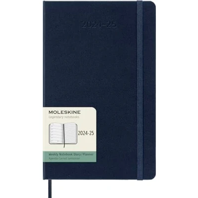 Immagine di Moleskine Weekly Planner 2024 2025, Agenda Settimanale 18 Mesi 2025 Con Spazio Per Note, Copertina Rigida e Chiusura Elastica, Formato Large 13 x 21 cm, Colore Blu Zaffiro