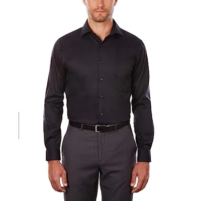 Immagine di Van Heusen Camicia Regular Fit Flex Collar Stretch Solid Elegante, Nero, 44 cm Hals 86 89 Ärmel Uomo