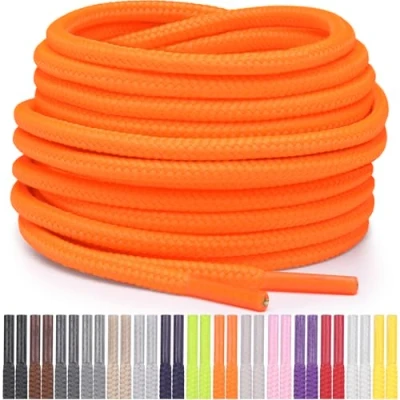 Immagine di Miscly Lacci Rotondi per Scarpe, Sneaker e Stivali, Disponibili in Diverse Lunghezze Colori (Arancione Neon, 160 cm)