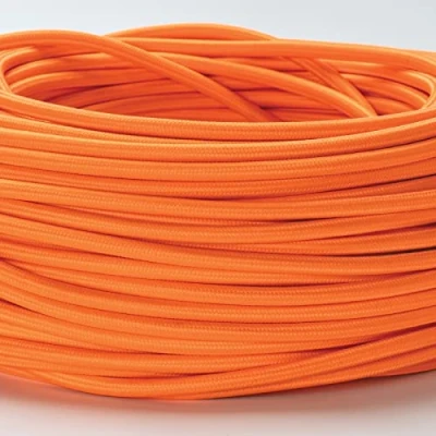 Immagine di cavo tessile per lampade, 3 fili, 3x 0,75 mm², elettrico con conduttore di terra, accessori lampada (5m, Arancione)