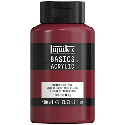 Immagine di Liquitex 8870320 Basics Pittura acrilica, Pigmenti per artisti monopigmentati, Resistente alla luce, durevole nel tempo, Finitura satinata, Flacone da 400 ml Rosso Di Cadmio Scuro Imitazione