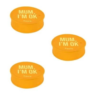 Immagine di Fisura Coperchio bicchieri antidroga &quot;Mum, I&#039;m ok&quot; 3 pezzi. Protezione originale per bevande. Copertura bevande riutilizzabile. della tazza in silicone anti goccia. pezzi