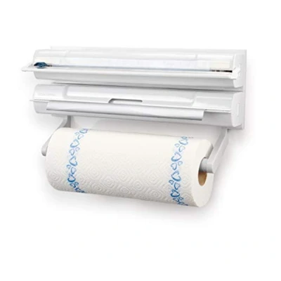 Immagine di Tescoma 899720 Onwall Portarotoli Cucina da Parete 3 in 1, Plastica, Bianco, 1 Pezzo