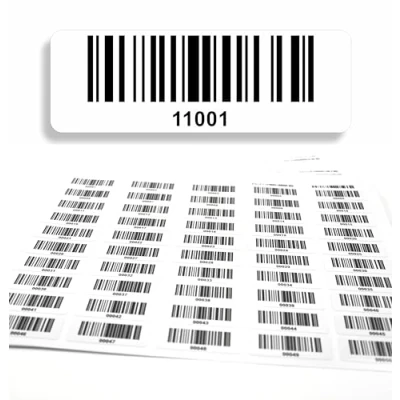 Immagine di etichette per codici a barre 11001 12000, 5 cifre, 1000 pezzi 50 x 17 mm, inventario prestampate, autoadesive, prodotto in Germania