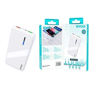 Immagine di BWOO POWER BANK CARICABATTERIE 4 PORTE DOPPIO USB MICRO C PORTATILE 22.5W QUICK CHARGE LED BATTERIA 10000 MAH P38