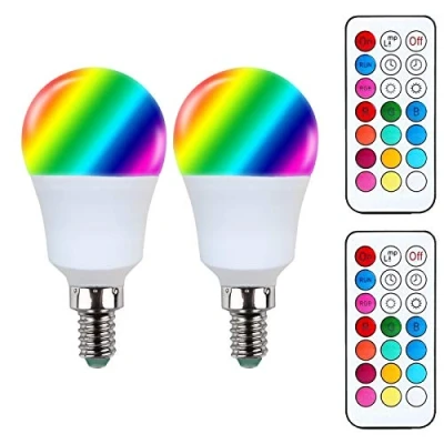Immagine di YAKAiYAL Lampadina LED E14 RGBW G45 3W Bianco Caldo RGB 12 Colori che Cambiano SES Lampada A45 2 Modalità per Illuminazione D&#039;atmosfera Pack