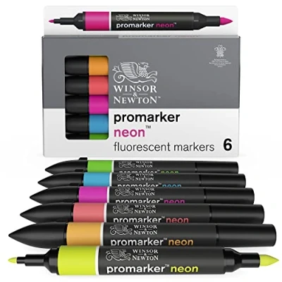 Immagine di Winsor &amp; Newton Pennarello grafico, Colori neon, 6 Unità (Confezione da 1)