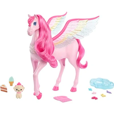 Immagine di Barbie Mattel Fairytale Touch of Magic Pink Pegasus con Cucciolo