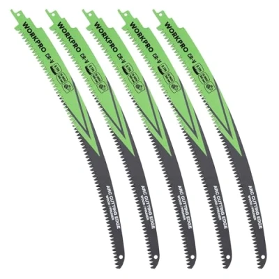 Immagine di WORKPRO Set di Lame per sega 38cm 5 Pezzi, seghe alternative ad arco 6TPI legno, Diametro massimo taglio 30 cm, Alta compatibilità, Adatto al tutti i tipi legno