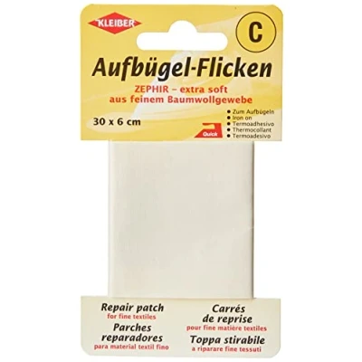 Immagine di Kleiber Nastro per riparazioni termoadesivo in Cotone Extra Morbido e Sottile 30 x 6 cm, Crema