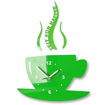 Immagine di FLEXISTYLE Tazze Orologio da Parete per caffè/Cucina, Stile Moderno, Colore: Grigio