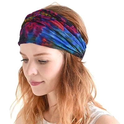 Immagine di Casualbox Tie Dye Hippie Headband Elastico Bandana Testa Copertina Incarto Per Uomo &amp; Donna Fiore Modello 60&#039;S 70&#039;S Retrò C