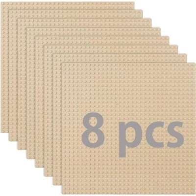 Immagine di Set di 8 pannelli compatibili con la maggior parte delle marche, classici mattoncini da costruzione, compatibile piastra Lego Classic, 25,5 x cm, base sabbia