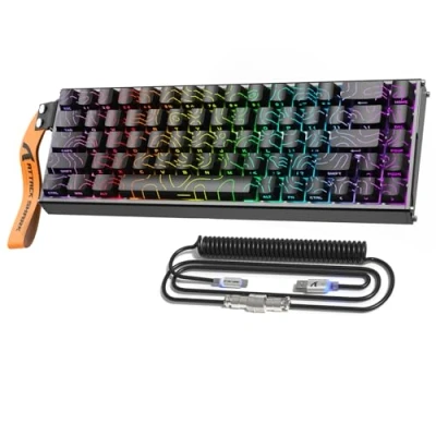 Immagine di ATTACK SHARK X68MAX HE Tastiera In Alluminio CNC Completo, 8KHz Rapid Trigger, Azionamento Regolabile 0.005mm, Gaming RGB Cablata con Switch Magnetico, Snap Tap, Cavo C01 Ultral (Contorni Neri)