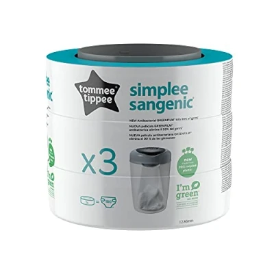 Immagine di Tommee Tippee Ricarica per contenitori pannolini Simplee, protezione antiodore e antigerme, 1 confezione da 3 unità