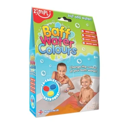 Immagine di Zimpli Set di 18 colori ad acqua Baff per bambini, gocce da bagno, giochi colore primario, giocattoli bagno lo sviluppo dei regali unici insoliti ragazzi e ragazze