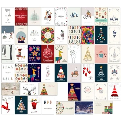 Immagine di the lazy panda card company 50 dei nostri biglietti di Natale più popolari con diversi disegni buste in carta kraft riciclata (in inglese)