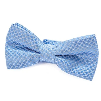 Immagine di DonDon Papillon bambino e Ragazzo Ragazzi annodato regolabile 9 x 4,5 cm celeste lucido con punti d&#039;argento