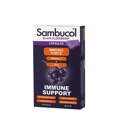Immagine di Capsule con sambuco nero, vitamina C e zinco Immuno Forte, 30 capsule, Sambucol
