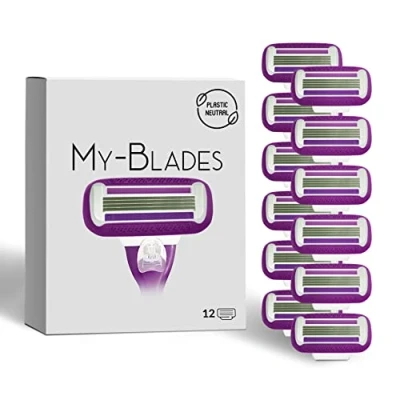 Immagine di My Blades® lamette compatibile con Gillette Venus, Plastic Neutral, Swirl and Smooth, 12 di ricambio a 4 lame per donna