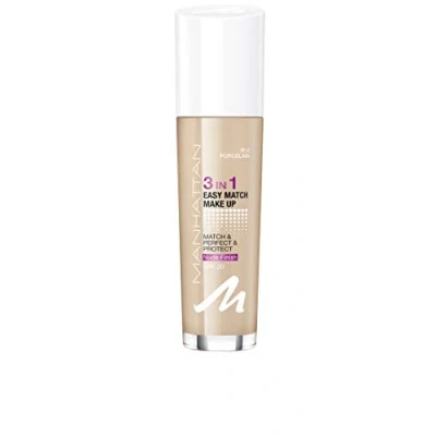 Immagine di Manhattan 3 in 1 Easy Match Make Up, fondotinta senza olio per una carnagione impeccabile, colore 30,2 porcelain, 30 ml