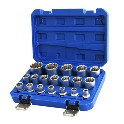 Immagine di Set di prese scanalate 1/2&quot; Drive universale metrico 8 32mm 12 Point Cr V Socket 19pcs
