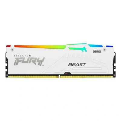 Immagine di Kingston FURY Beast Bianco RGB XMP 32GB 6800MT/s DDR5 CL34 DIMM Memoria Gaming per Computer Fissi Kit da 2 KF568C34BWAK2 32