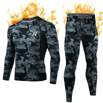 Immagine di MEETWEE Set di Biancheria Intima Termica da Uomo, Maglia a Maniche Lunghe con Strato Base Sportivo e Pantaloni ad Asciugatura Rapida, Tuta Allenamento per Sci, Corsa ed Escursionismo