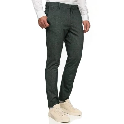 Immagine di Indicode Pantaloni da uomo Rodekro Performance Pants Chino in tessuto super stretch, spina di pesce verde, 30W x 30L