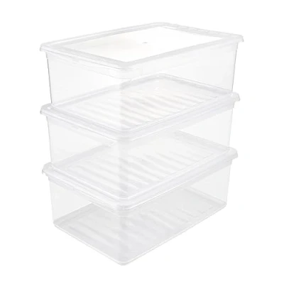 Immagine di keeeper Box Contenitore con Sistema di Ventilazione, Confezione da 3 Pezzi, Altezza: 14 cm, x 11 L, 39 26,5 Bea, Trasparente