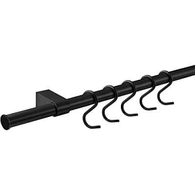Immagine di Gedotec design ringhiera cucina sistema di ringhiere a parete nero opaco set lunghezza: 900 mm con 5 ganci S materiale fissaggio 1 compl