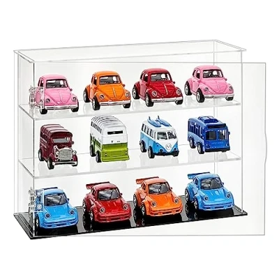 Immagine di Vetrina in Acrilico Trasparente, Teca Plexiglass Cubo Contenitori Scatola, Espositiva per Modellismo, Collezionismo, Minifigure, Statuette (3 Ripiani, 32x10x24 cm)