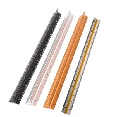 Immagine di Vogueing Tool, righello in alluminio, scala metrica triangolare, professionale, per architetti e ingegneri, 1:20, 1:25, 1:50, 1:75, 1:100, 1:125, argento