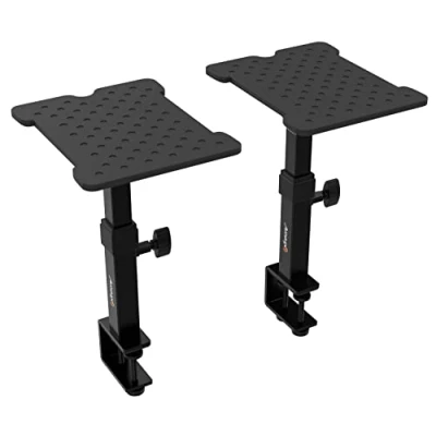 Immagine di Audibax Neo STM 15 Supporto da Tavolo per Diffusori Monitor Studio Altezza Regolabile 22,4 a 29,6 cm Angolo Fino 10º Compatibilità Universale con HiFi