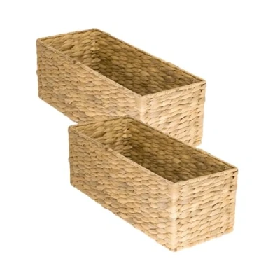 Immagine di HMF Cesto portaoggetti per bagno, cestino intrecciato in giacinto d&#039;acqua, set da 2 pezzi, 38 x 15 14 cm