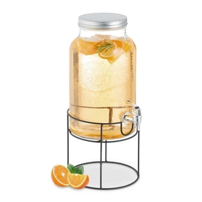 Immagine di Relaxdays Dispenser per Bevande con Rubinetto, 6 Litri, Contenitore Coperchio, Erogatore Supporto, Trasparente