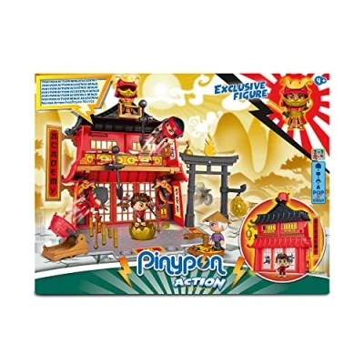 Immagine di Pinypon action Accademia ninja, giocattolo tempio pratica guerrieri con una mini figure e molti piccoli accessori di gioco, regalo per ragazzi ragazze +4 anni, Famoso (PNC24000)