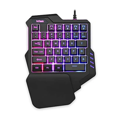 Immagine di RedThunder G30 Tastiera da gioco meccanica RGB a una mano, 2 tasti macro integrati + 7 programmabili, 35 anti ghosting design ergonomico per giocatori PC Mac PS5 Xbox One